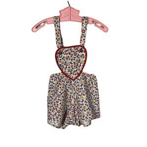 Vintage Floral Print Heart Bib Romper 12-18 Months